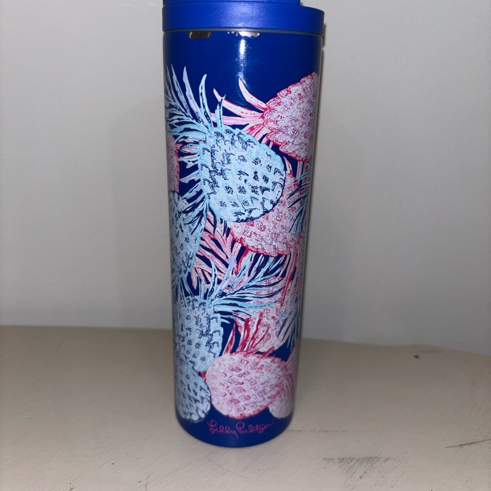 Lilly Pulitzer Blue and Pink Pineapple Tumbler